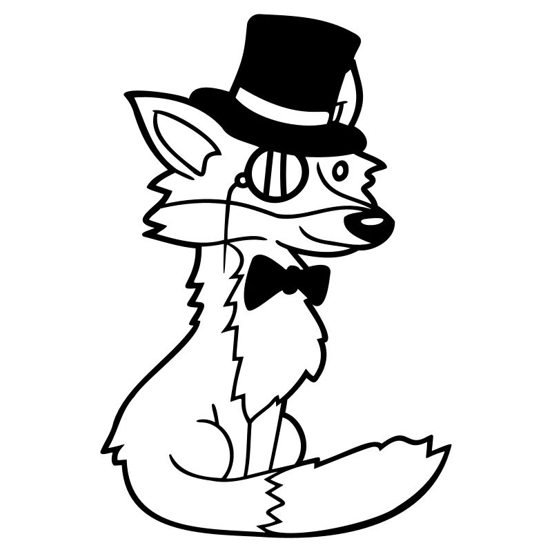 Fuchs Rotfuchs Sir Mr. Zylinder Hut Monokel Brille