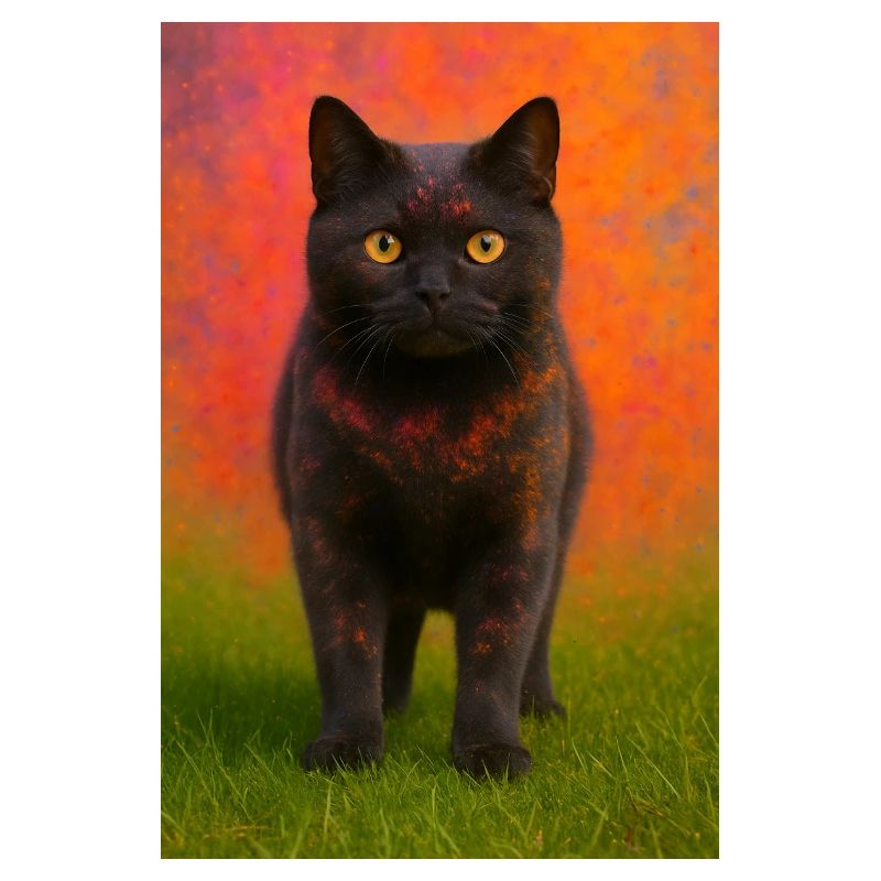 Chat de nuit avec explosion de couleurs en arrière-plan