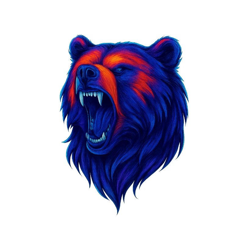 Life-robbing bear head in neon style