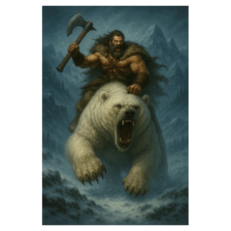 Wikingerkrieger auf Eisbär – Fa-Illustration