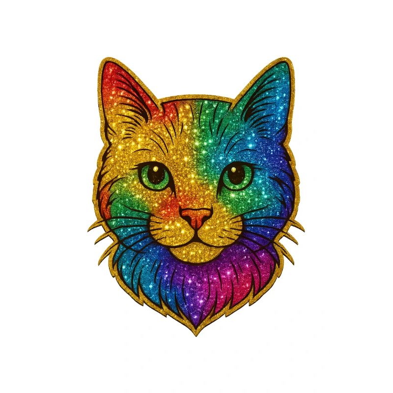 Rainbow Cat Head Glitter