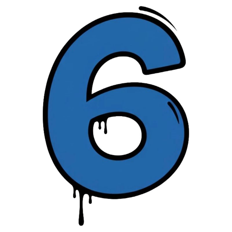 Graffiti Digit 6 Blue