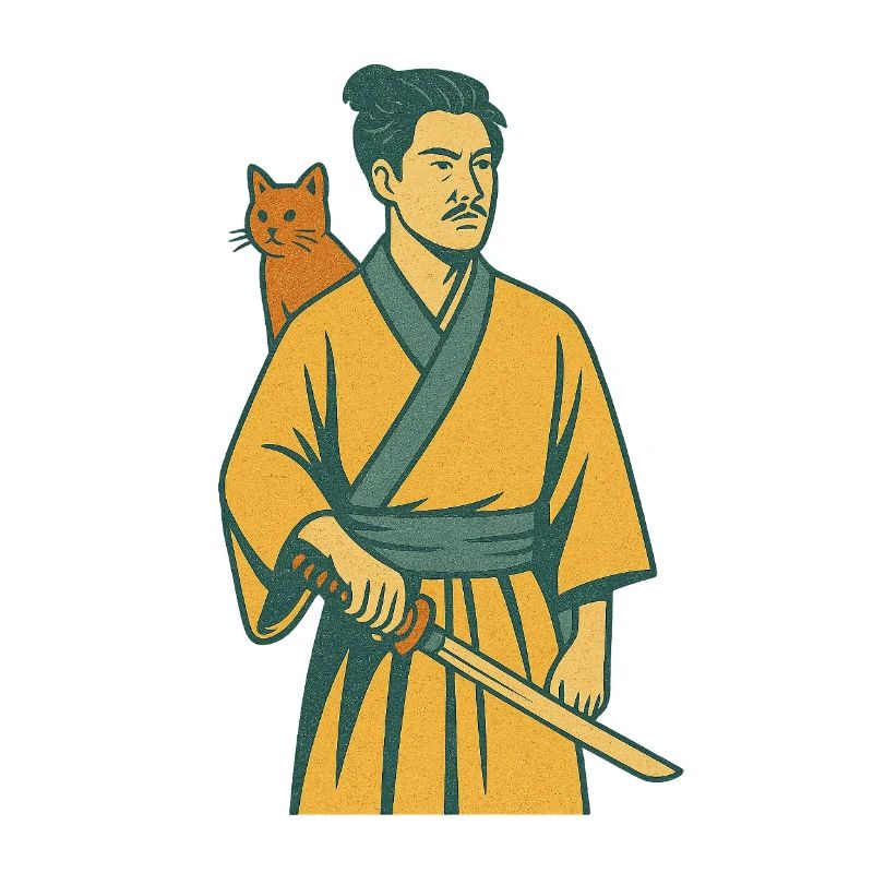 Samouraï avec chat