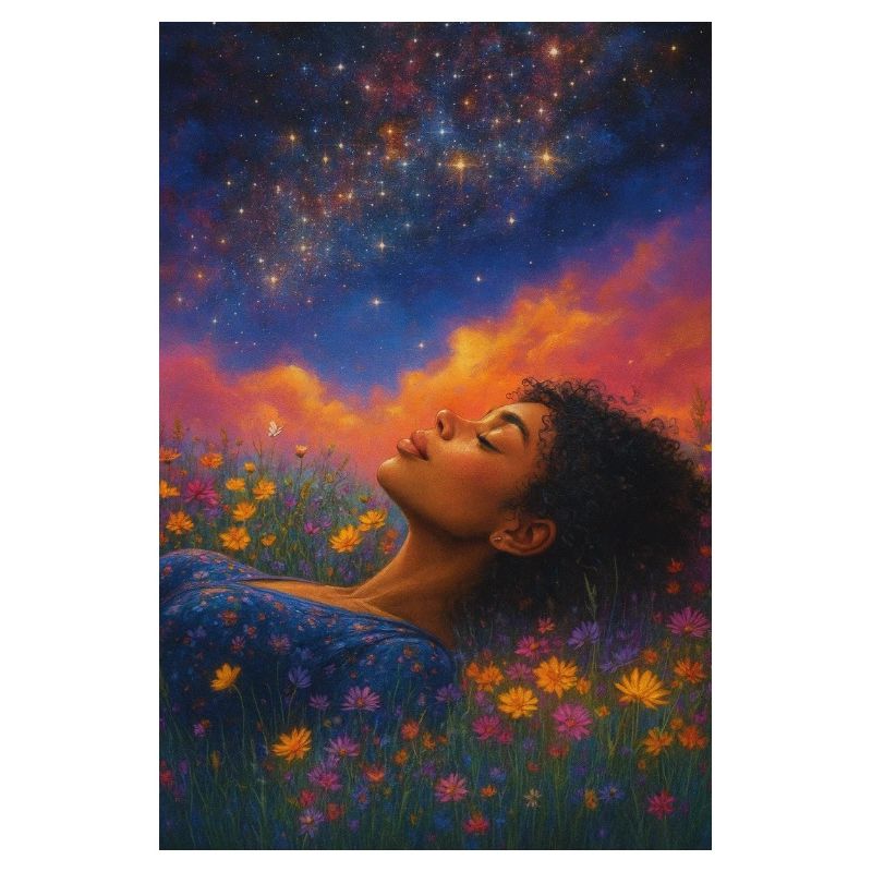 Étoile de lune dans le champ de fleurs