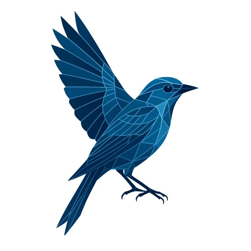 Geometric Blue Bird / Left Wing