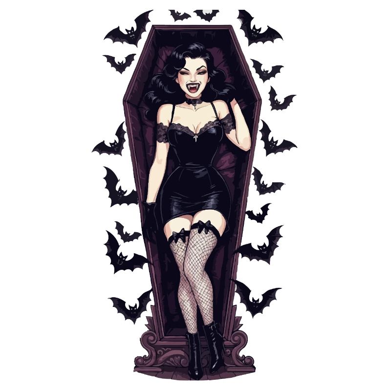Vampire Pinup in Coffin