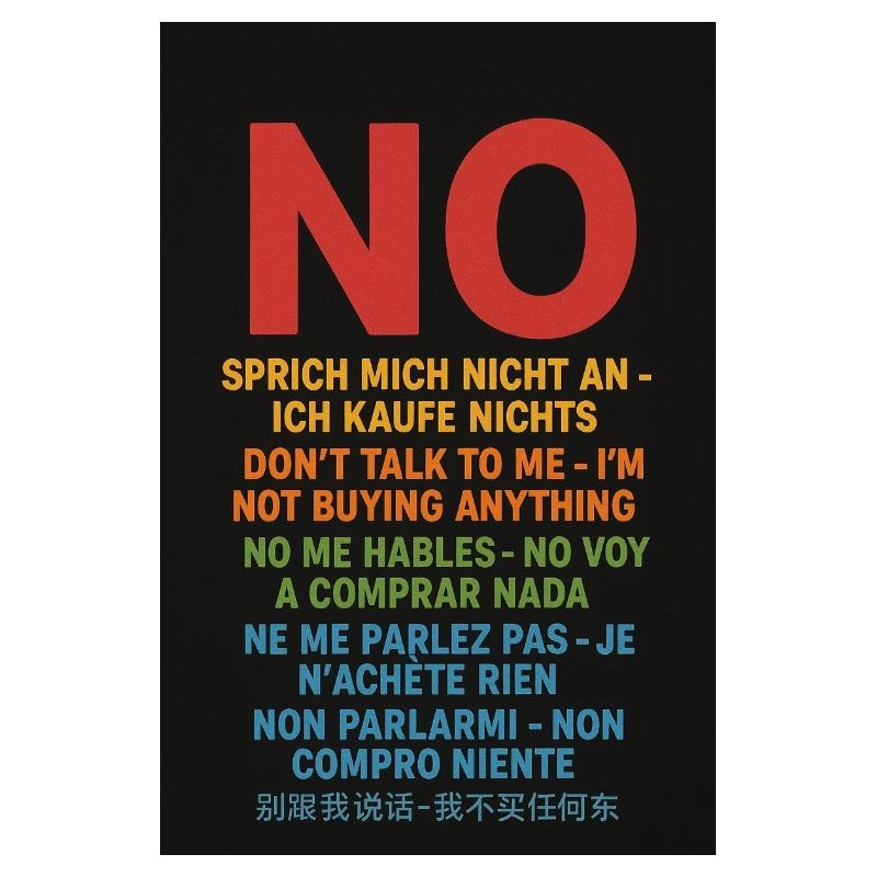 Pas de mot, pas d’achat – Protestation multilingue