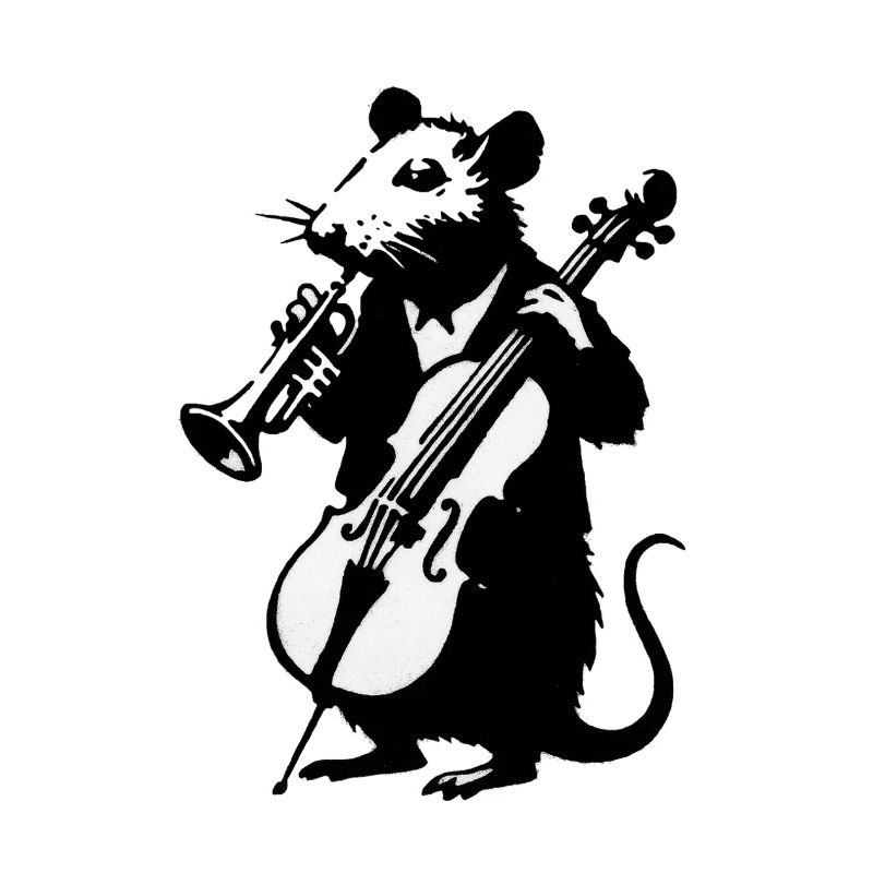 Souris musicale avec violoncelle et clarinette