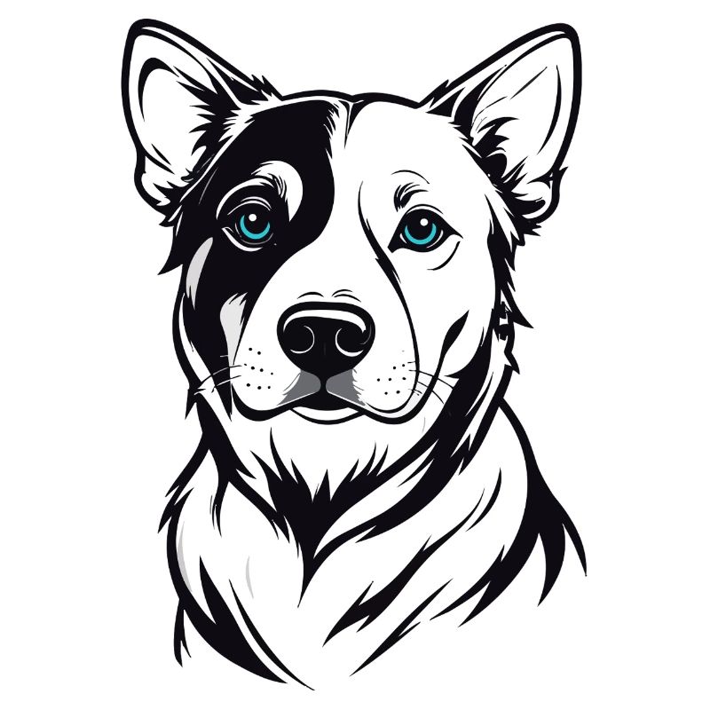 Two-Tone Dog Portrait Blue-Eyes