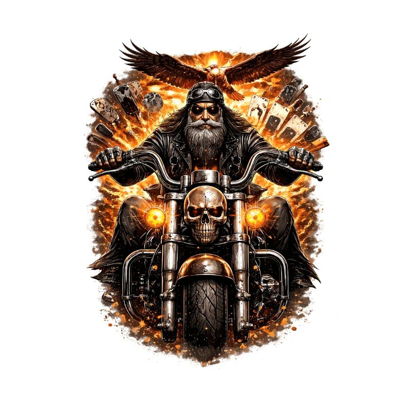 Flammender Schädel Biker