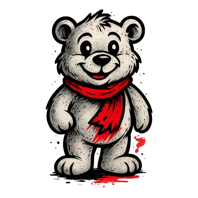 Cuddly bear with red scarf