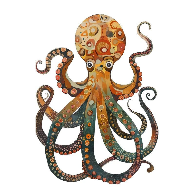 Illustration colorée de pieuvre dans un style rétro