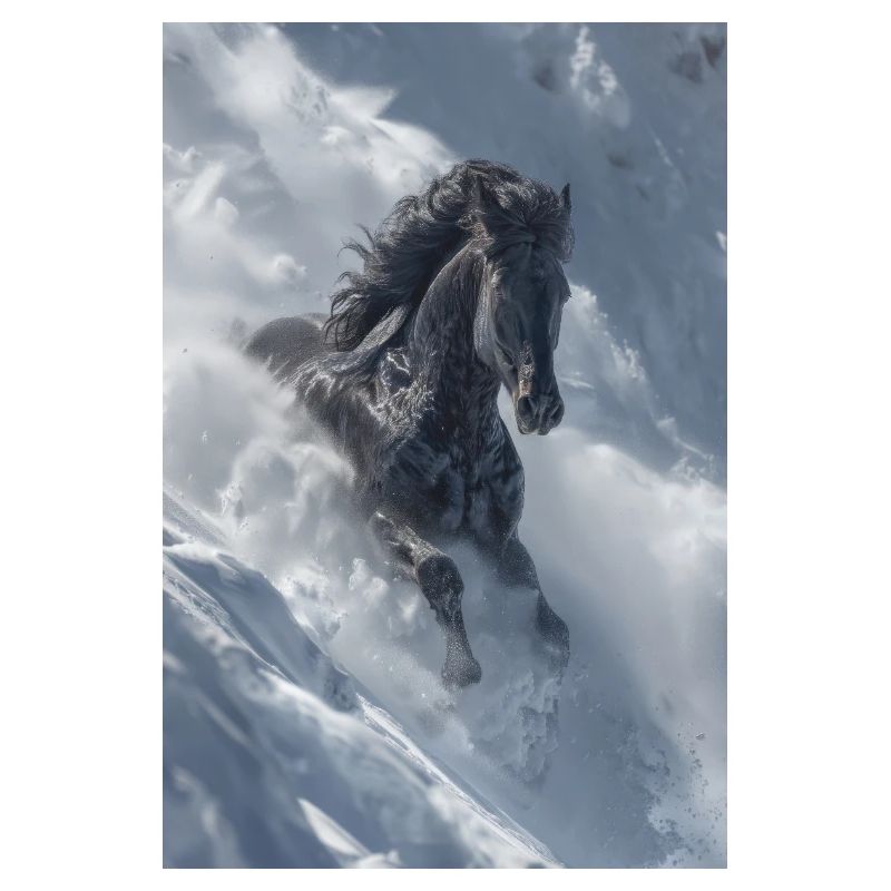 Winter Stallion in Snow Drift