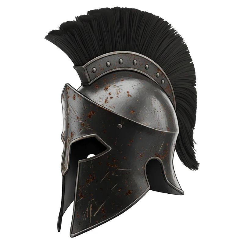 Rusty Warrior Helmet with Black Feather