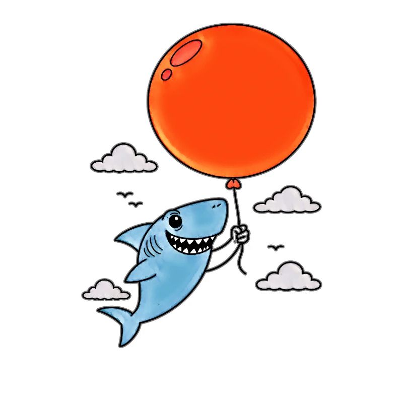 Shark with red balloon
