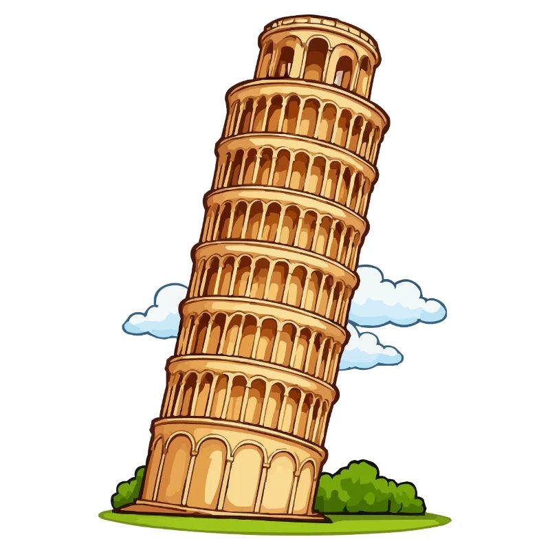 Pisa Tower Cartoon