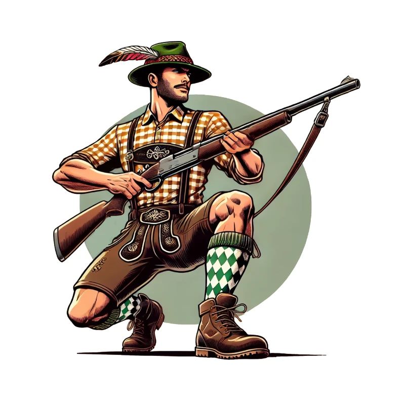 German Bavarian hunter on a driven hunt