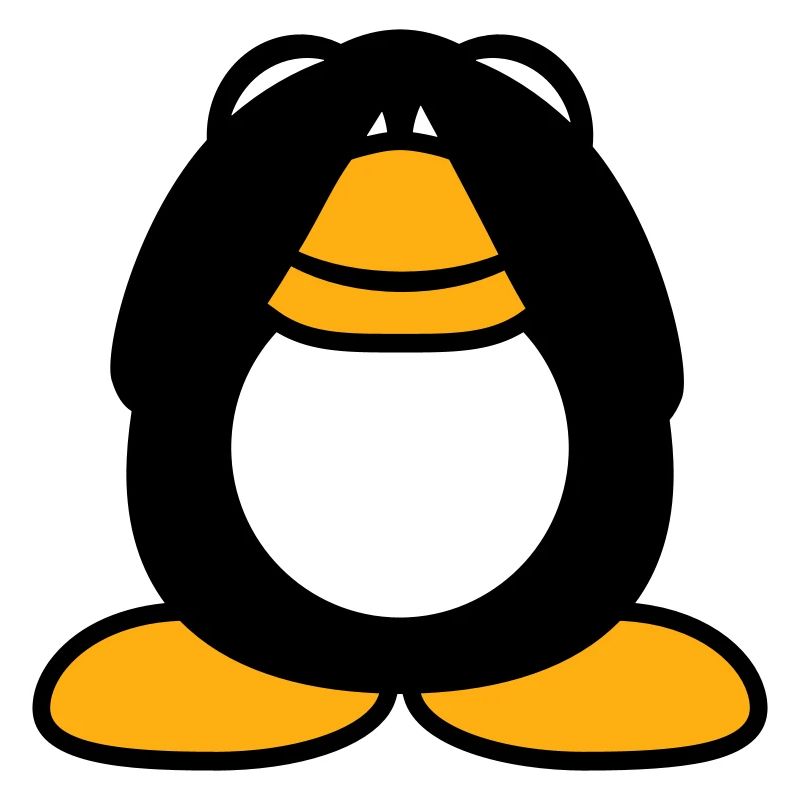 Pinguin nichts sehen blind Hände halten Augen zu