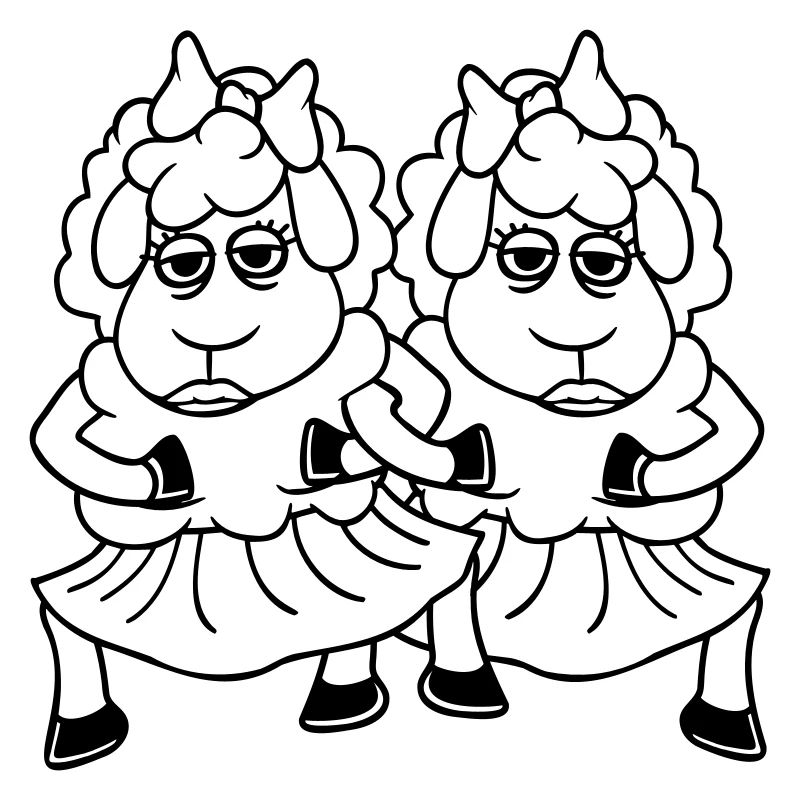 2 Couple de moutons Fatigué Ennuyé Copines Cool