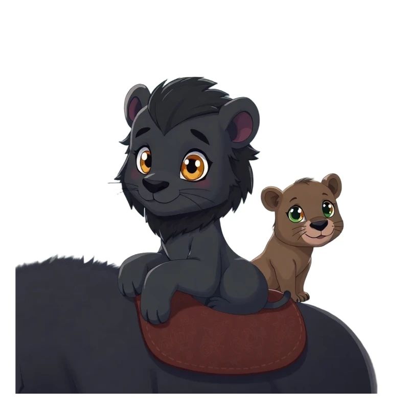 2 cute lions on a back