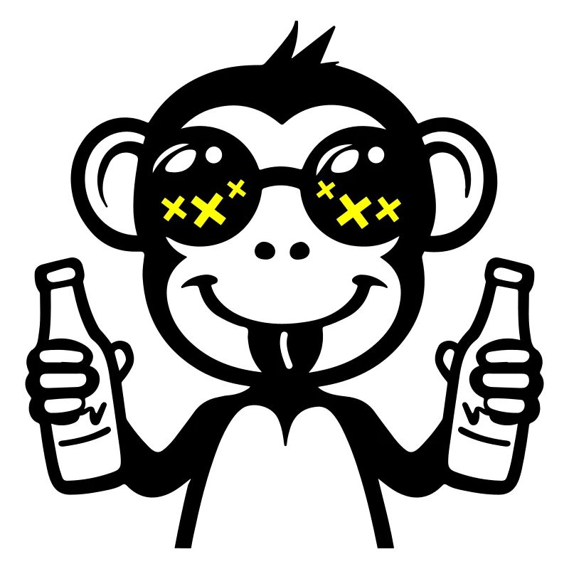 Singe buvant de la bière drôle