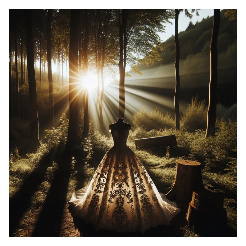 Robe de mariée forêt coucher de soleil