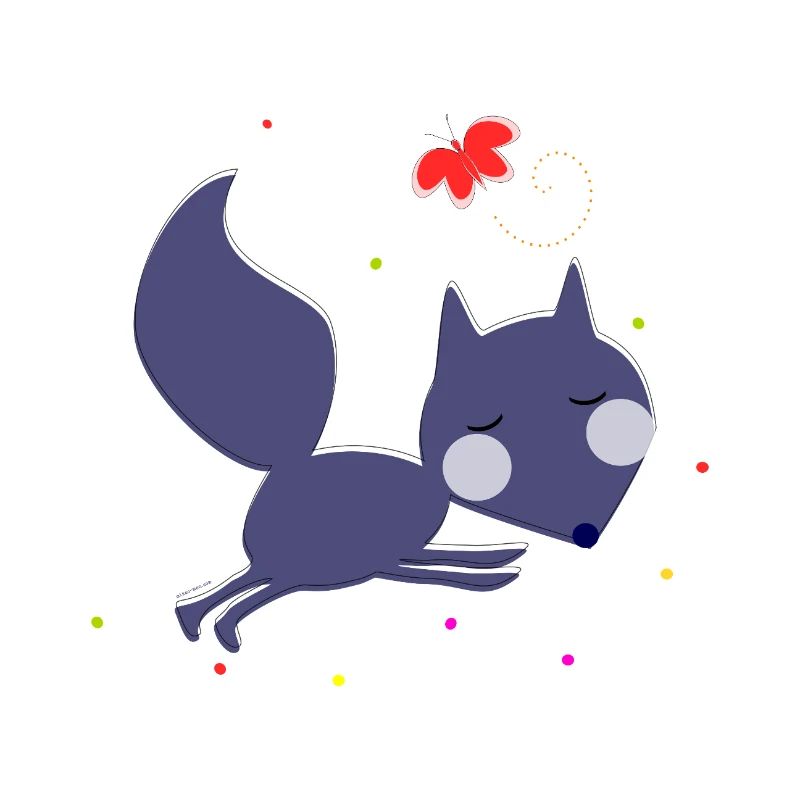 The fox cub and the butterfly