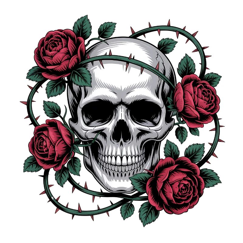 Crâne avec des fleurs de roses