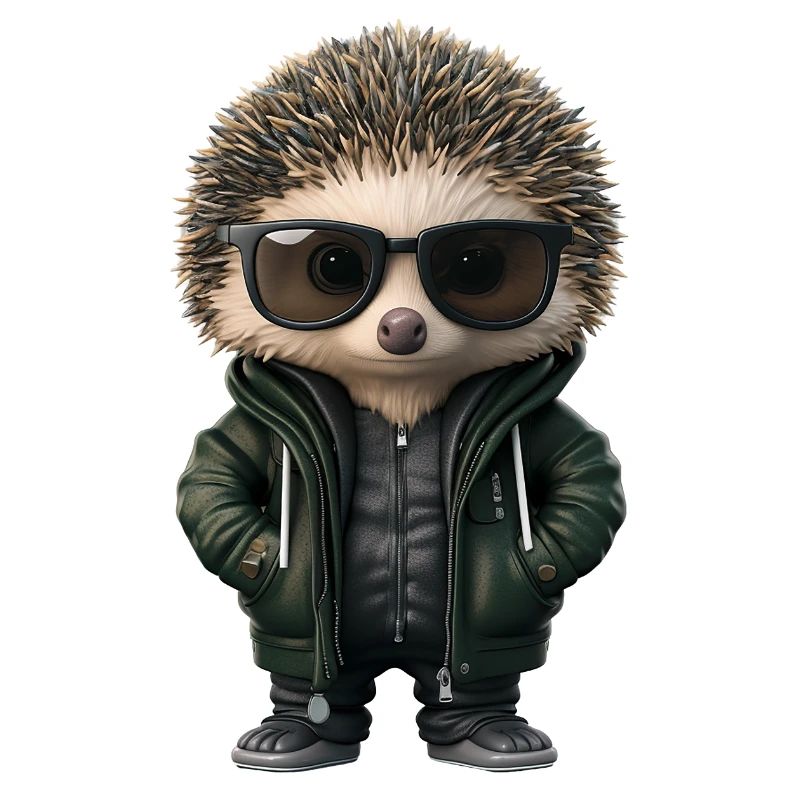 Hérisson cool avec lunettes de soleil et veste à capuche