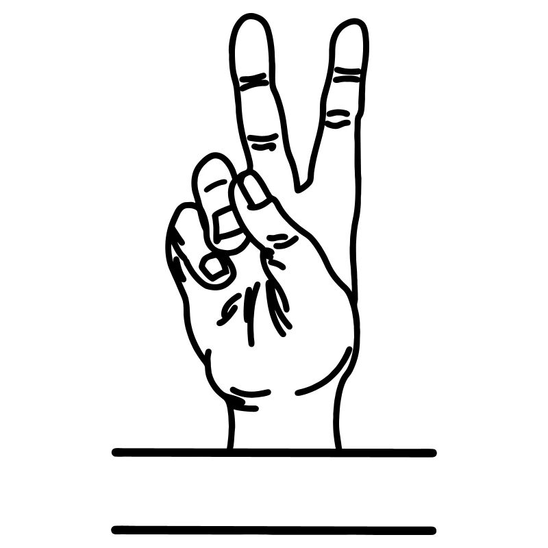 Text space with hand gesture peace