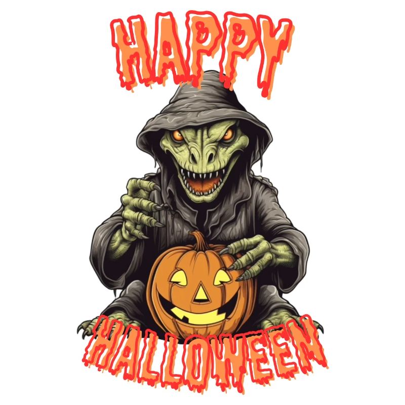 Spooky Halloween Wizard with Pumpkin