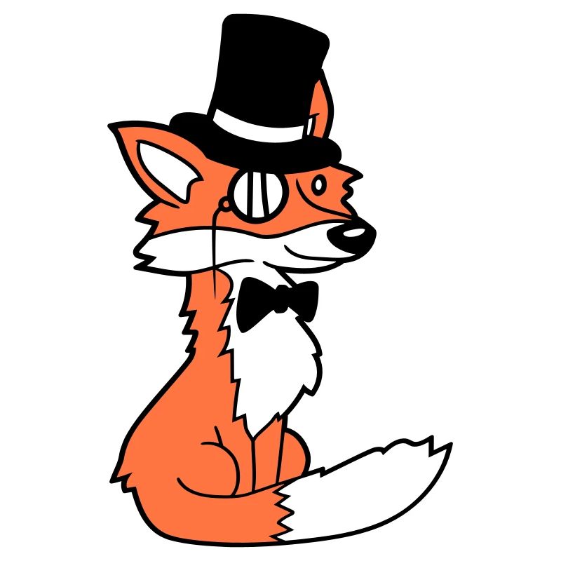 Fox Red Fox Sir Mr. Top Hat Monocle Glasses