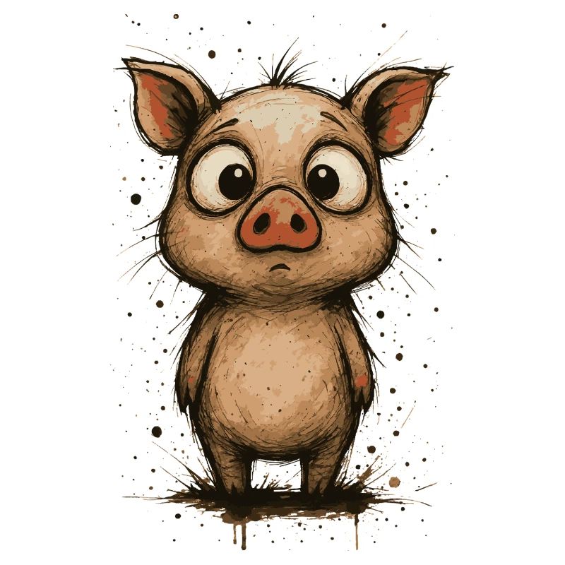 Funny piglet with big eyes – splash