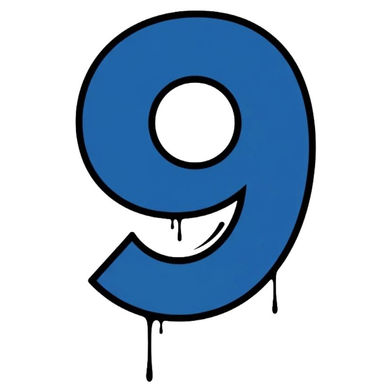 Graffiti Digit Nine Blue Drop