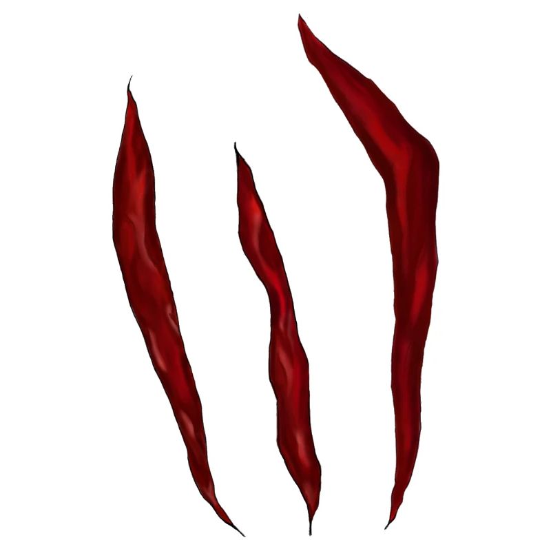 Blood-red scratch marks