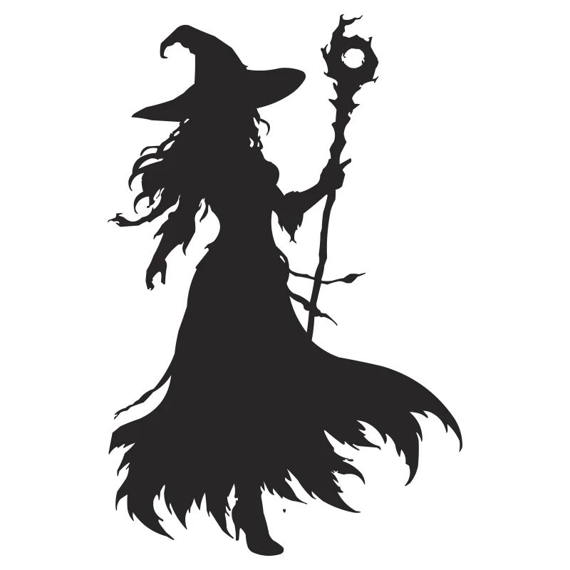 Witch in Moonlight Silhouette