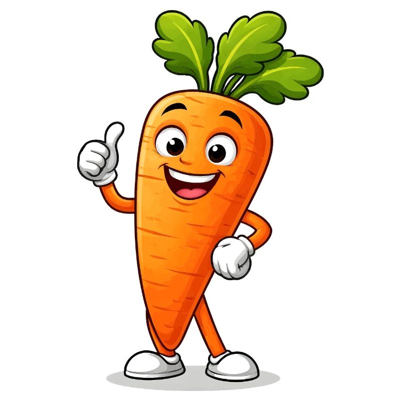 Funny Carrot Comic Character with Thumb