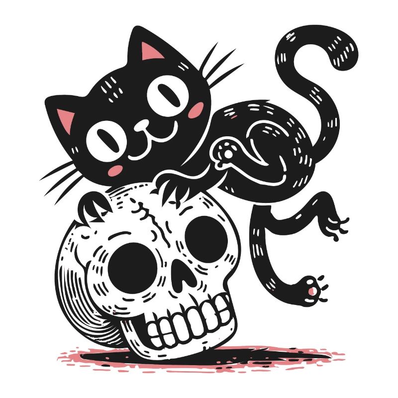 Chat noir et crâne
