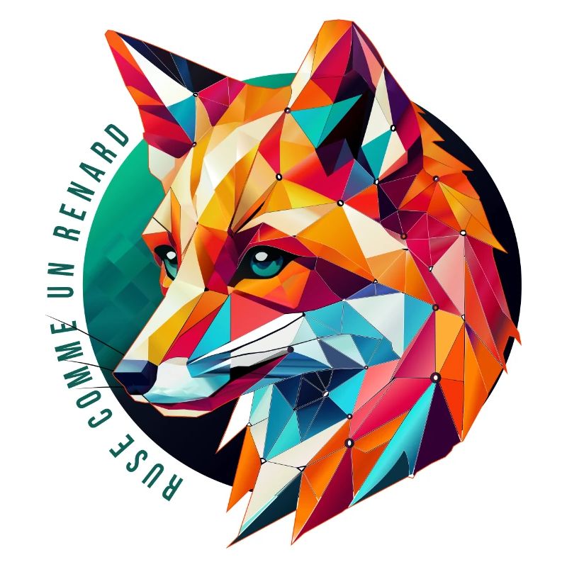 Multicolor Geometric Fox - Abstract Design