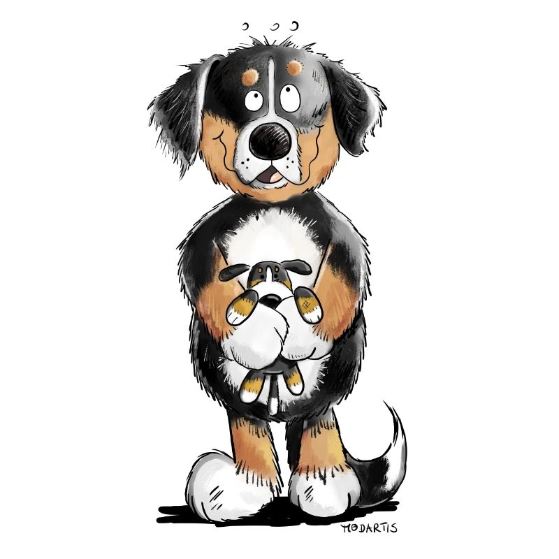 Berner Sennenhund mit Spielzeug I Comic Hund