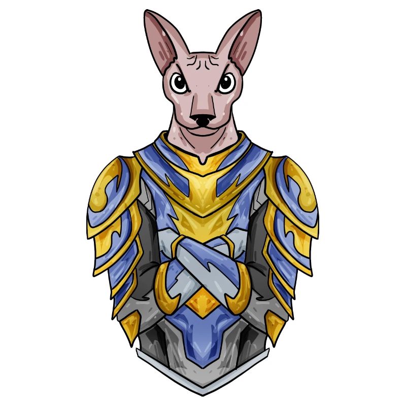 Chevalier Chat Chat Race Sphynx avec Armure