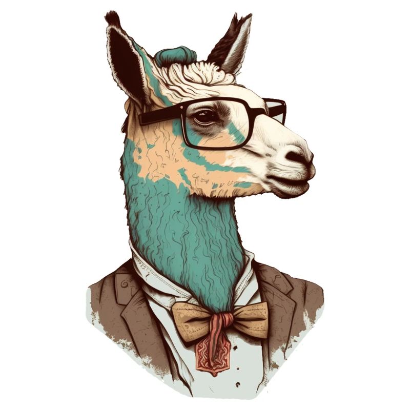 Lama nerd with glasses and suit