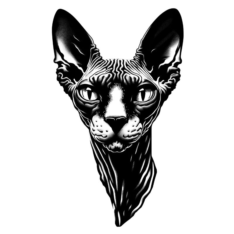 Chat sans poil ridé
