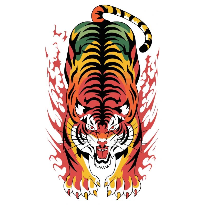 Flammenplatsch der Flammenflamme des lodernden Tigers