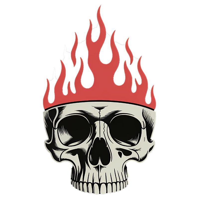 Flame Crown Skull - Cool Skeleton Tattoo