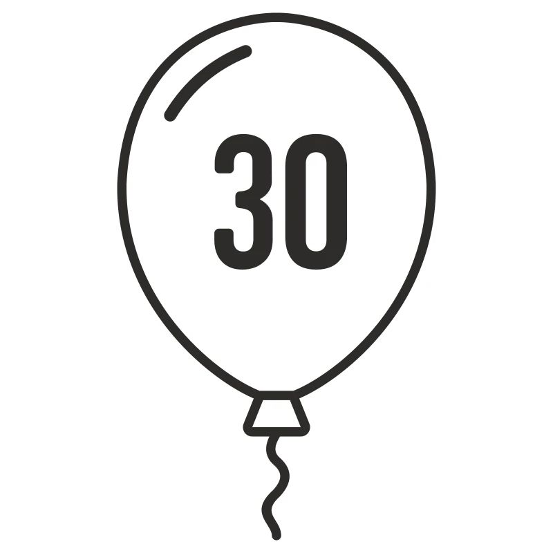 Ballon numéro 30 – Conception d’anniversaire rond