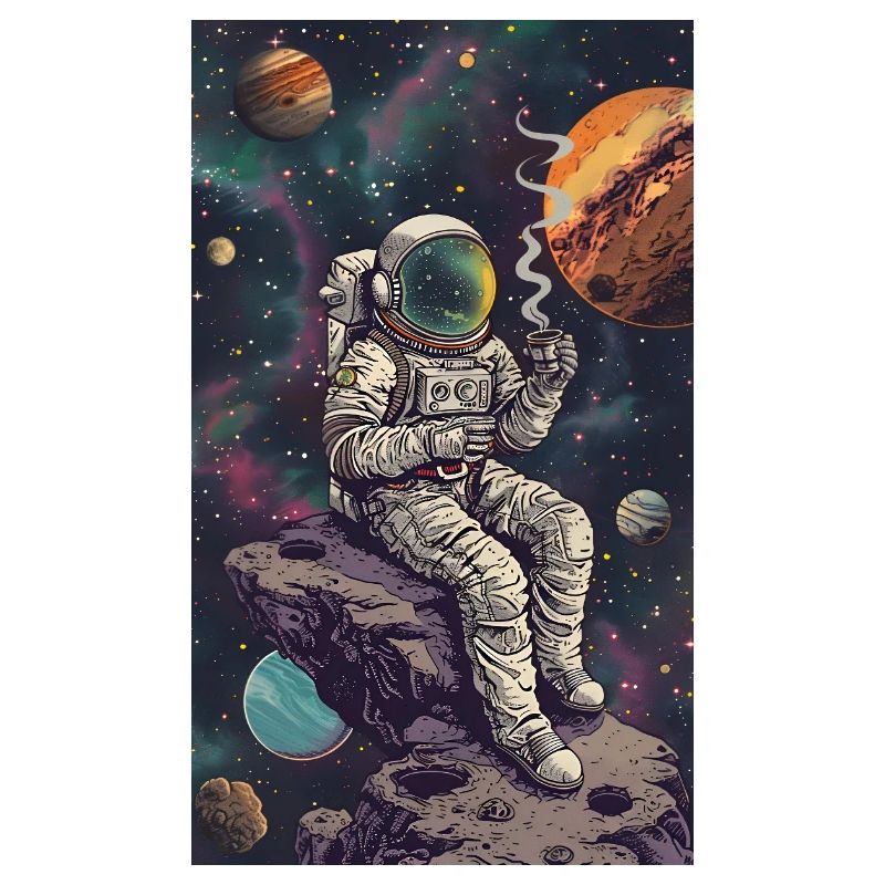 Astronaut on an asteroid in space