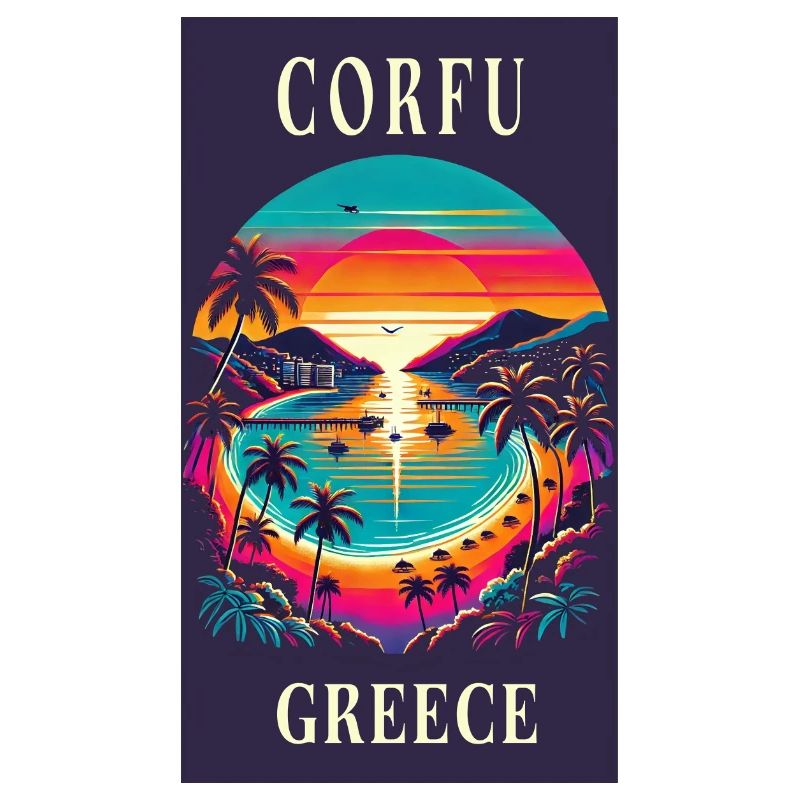 Design de coucher de soleil à Corfou en Grèce