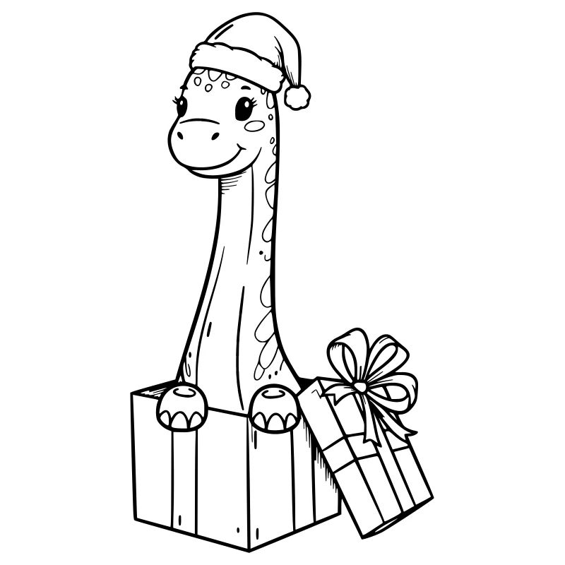Girafe de Noël avec illustration de cadeaux