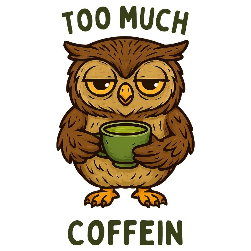 Nickernde Eule mit Kaffeebecher